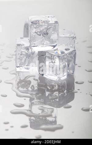 Ice Cube. Melting Ice Cubes with Water Drops. Clear Ice in Cube Shape.  Frozen Water Stock Image - Image of artificial, cool: 247255199