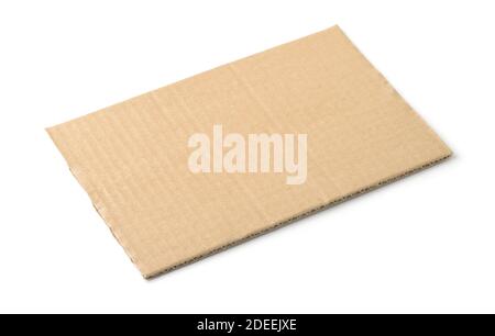 Piece of brown rectangular cardboard sheet isolated on white Stock Photo