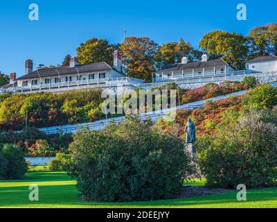 Fort Mackinac from Marquette Park off Main Street, Mackinac Island, Michigan. Stock Photo