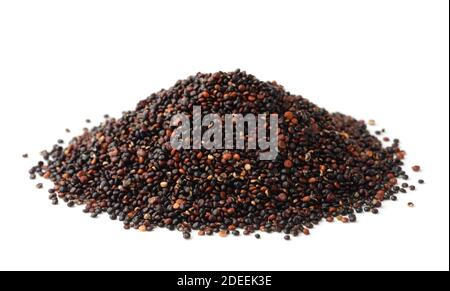 Pile of black quinoa seeds solated on white Stock Photo