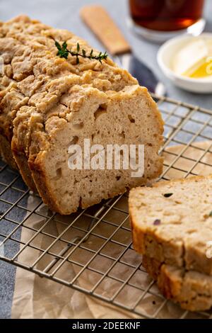 Beer bread on a cooling rack Stock Photo