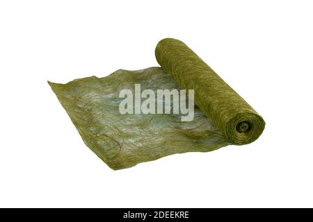 Abaca fabric. Handmade Abaca Fiber Sheet Craft.  Abaca Scrunch Mesh Roll. This can be used for flower arrangement and decorations, DIY crafts and proj Stock Photo