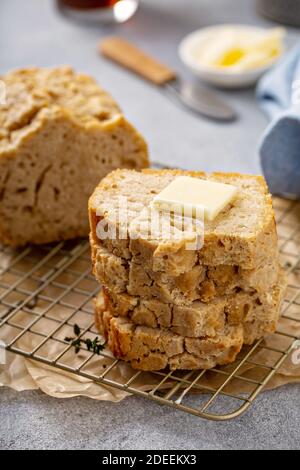 Beer bread on a cooling rack Stock Photo