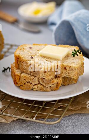 Beer bread on a cooling rack Stock Photo