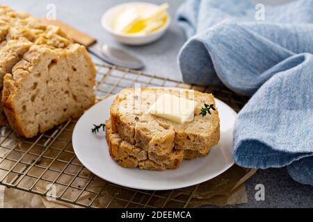 Beer bread on a cooling rack Stock Photo