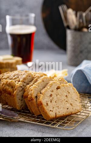 Beer bread on a cooling rack Stock Photo