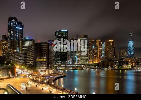Sydney, New South Wales, Australia ; Sydney skyline illuminated at night. Stock Photo