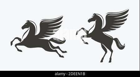 Horse with wings symbol. Pegasus vector illustration Stock Vector