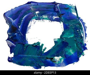 Hand drawn isolated oil paintbrush stripe rectangle empty frame with deep dirty blue color esp 10 vector illustration. Template for your text inside. Stock Vector