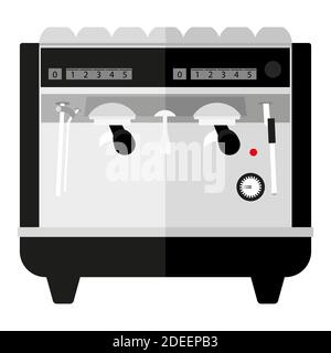 Coffee maker isolated on white background. Household appliances. Flat style. Office coffee machine. Homemade coffee maker. Design element for label an Stock Vector