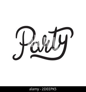Party lettering sign with bursting light rays. Vector vintage illustration. Graphic element for club banner, poster, invitation design. Stock Vector