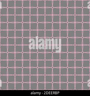 Geometric abstract seamless pattern on square base. Simple texture with fantasy shapes in pink color. Dark grey color background is easy to change Stock Vector