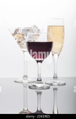 Studio shot of alcoholic drinks Stock Photo