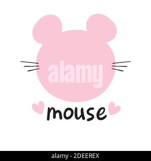 Logo template with cute mouse. Vector logo design mice template for zoo, veterinary clinics. Cartoon animal logo illustration. Stock Vector
