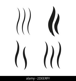 Aromas smells icons set isolated. Vaporize, smoke, hot, odor or steam symbols collection on white background Stock Vector