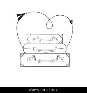 sketch of the suitcase on white background, isolated Stock Vector