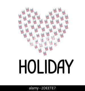 Vector line icons of christmas gift box with a firework. Cute illustration of red gift box, concept for boxing day sale. Stock Vector
