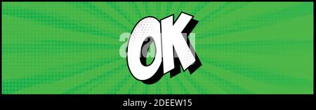 Panoramic green comic zoom with lines - Vector illustration Stock Vector