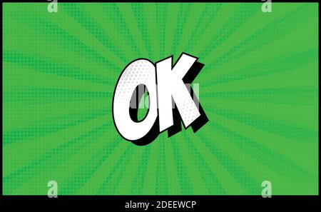 Panoramic green comic zoom with lines - Vector illustration Stock Vector