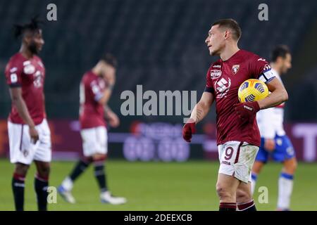 Olimpico Grande Torino stadium, Turin, Italy, 30 Nov 2020, Andrea Belotti (Torino FC) during Torino FC vs UC Sampdoria, Italian football Serie A match - Photo Francesco Scaccianoce / LM Stock Photo