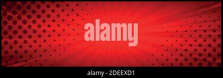 Red comic zoom with lines and dots - Vector illustration Stock Vector