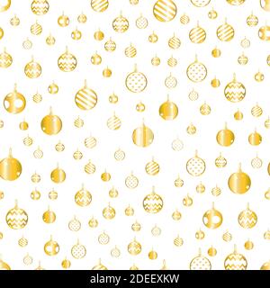 Seamless Christmas background - glitter gold patterned christmas baubles. Vector illustration. Stock Vector