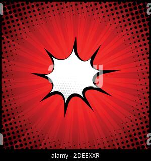 Red comic zoom with lines and dots - Vector illustration Stock Vector