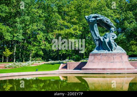 Chopin monument. Lazienki Park is also home to the Chopin Statue, a monument to Frédéric Chopin, and open-air auditorium where free concert piano conc Stock Photo