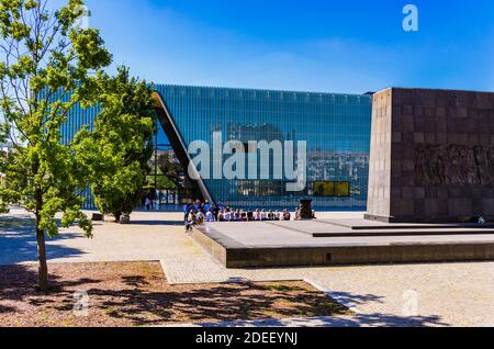POLIN Museum of the History of Polish Jews is a museum on the site of the former Warsaw Ghetto. The Hebrew word Polin in the museum's English name mea Stock Photo
