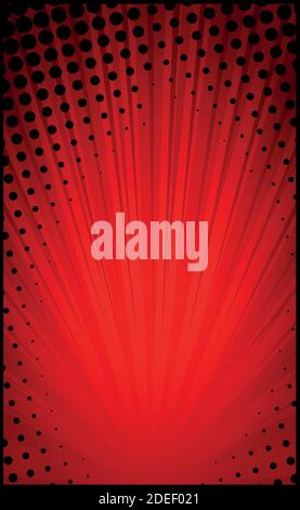 Red comic zoom with lines and dots - Vector illustration Stock Vector