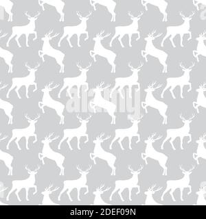 Seamless Pattern of deers. Vector Background. Deer Silhouettes. Stock Vector