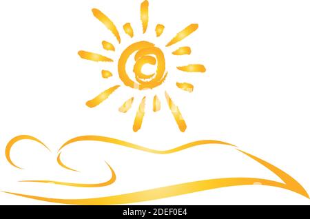 Person and sun, tanning salon, solarium, logo Stock Vector