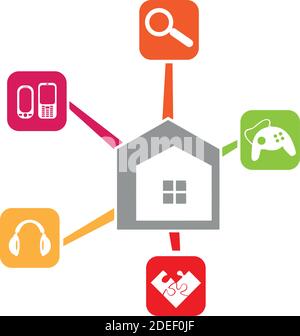 House, programs, internet, connections, network Stock Vector