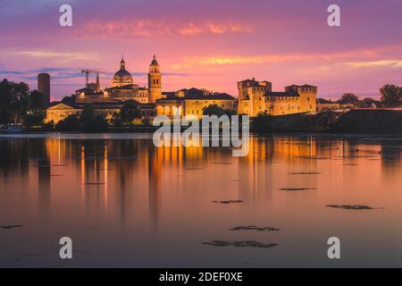 City of Mantova skyline evening view, European capital of culture and UNESCO world heritage site, Lombardy region of Italy Stock Photo