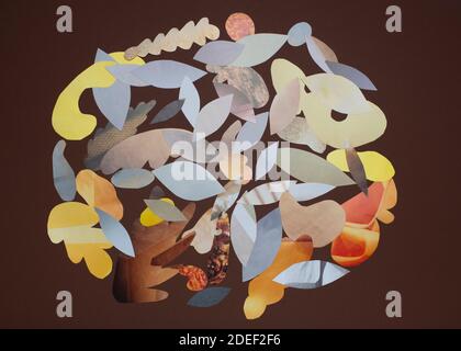 Paper art  on brown background. Design idea. Modern design style. Stock Photo