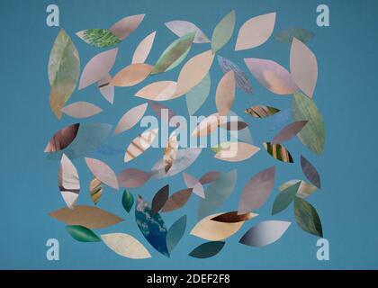 Paper art on blue background. Design idea. Modern design style. Stock Photo