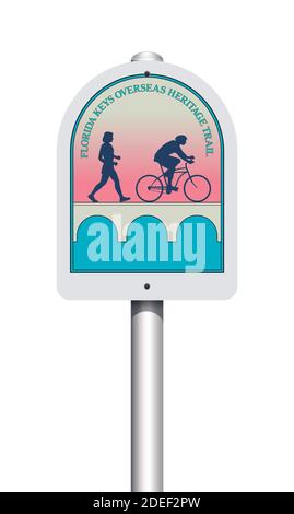 Vector illustration of the Florida Keys Overseas Heritage Trail road sign Stock Vector