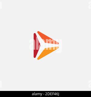 Play icon. Abstract triangle button. Orange gradient sImple flat abstract logo template. Modern emblem idea. Logotype concept design for media Stock Vector