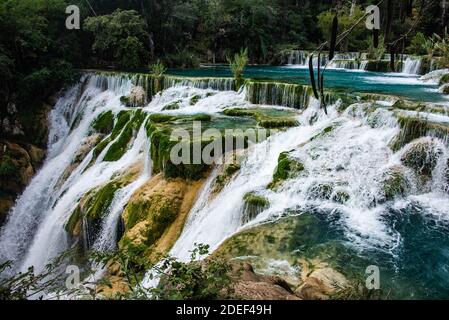 Beautiful El Meco waterfall, Huasteca Potosina, San Luis Potosi, Mexico Stock Photo