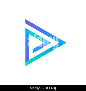 Play icon. Abstract triangle button. Blue gradient sImple flat abstract logo template. Modern emblem idea. Logotype concept design for media. Isolated Stock Vector