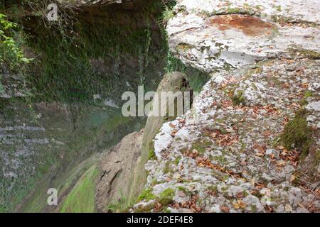 The top of the dried up waterfall Stock Photo