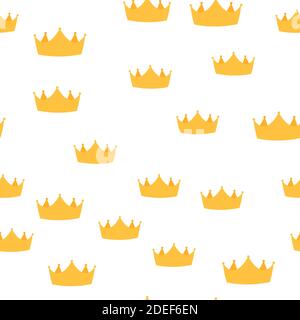 Princess Golden Crown Royal Vintage Luxury Seamless Pattern Background. Vector Illustration Stock Vector
