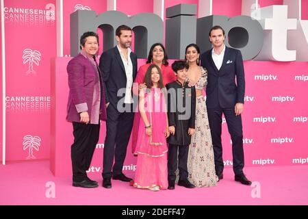 Benoit Louvet, President of Canneseries, Fleur Pellerin, Albin Lewi, pose with Gurinder Chadha, Pallavi Sharda, Gregory Fitoussi and Tom Bateman from the serie 'Beecham House'attend the 2nd Cannesseries - International Series Festival at Palais des Festivals on April 7, 2019 in Cannes, France. Photo by David Niviere/ABACAPRESS.COM Stock Photo