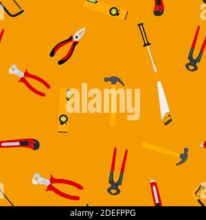 Repair Tools Seamless Pattern Background. Vector Illustration. Stock Vector