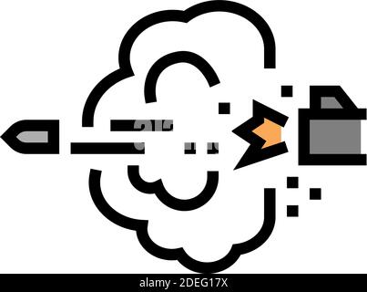 bullet expelling from gun barrel color icon vector illustration Stock Vector