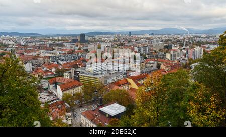 Panoramic view of Ljubljana, Slovenia Stock Photo