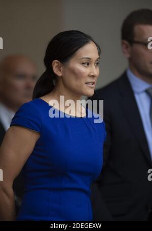 Priscilla Chan (Facebook chief Mark Zuckerberg's wife) leaves the