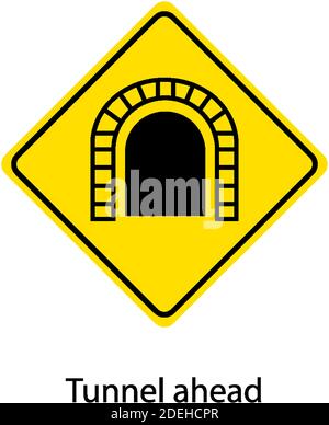 Yellow traffic warning sign on white background illustration Stock Vector