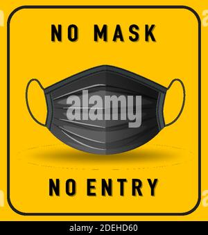 No mask no entry warning sign with mask object illustration Stock Vector