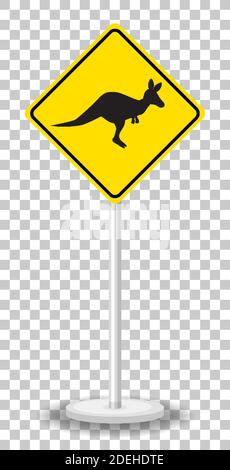 Kangaroo crossing sign isolated on transparent background illustration Stock Vector